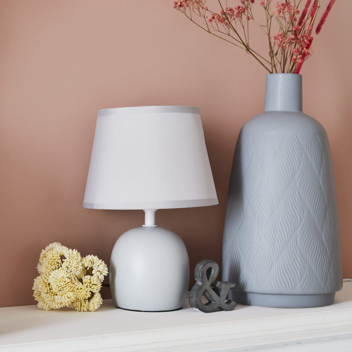 POKI TABLE LAMP CERAMIC GREY H24.5 E14=40W