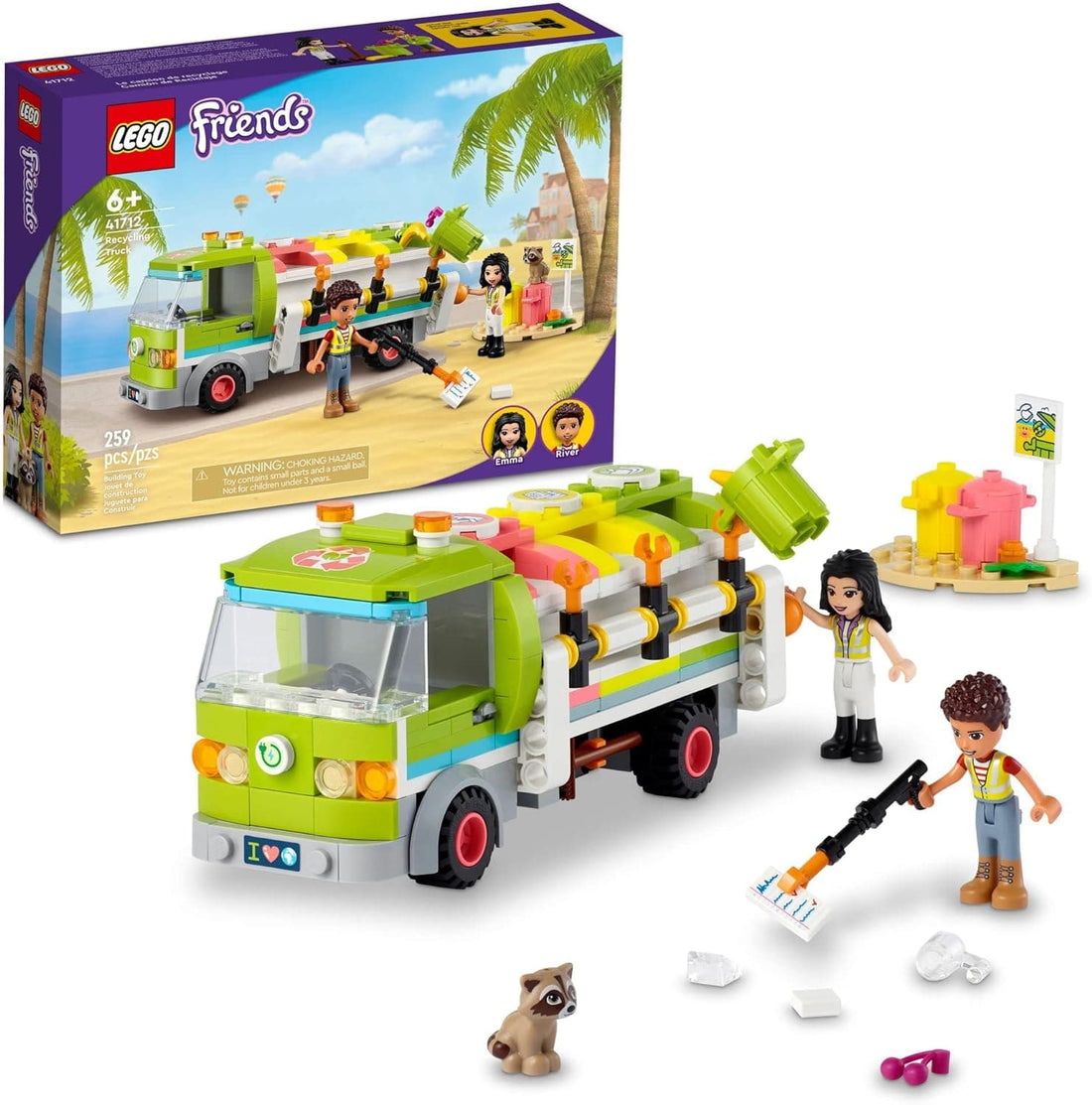 LEGO Friends Recycling Truck Set Includes Garbage Sorting Bins, Emma and River Mini Dolls - best price from Maltashopper.com 41712