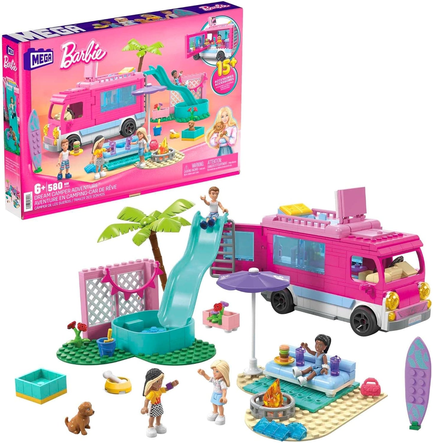 MEGA Barbie , Dream Camper Adventure Includes 580 bricks - best price from Maltashopper.com HPN80