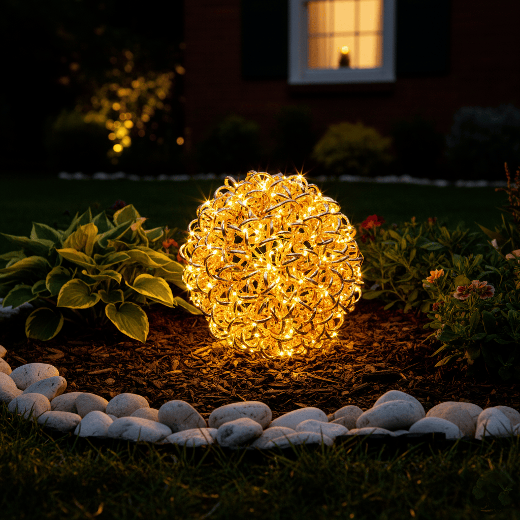 Sfera 3d d 25 cm oro rosa con 200 microled bianco caldo effetto flash