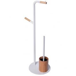 METAL AND WOOD SCANDI SENSEA TOILET ROLL AND BRUSH HOLDER