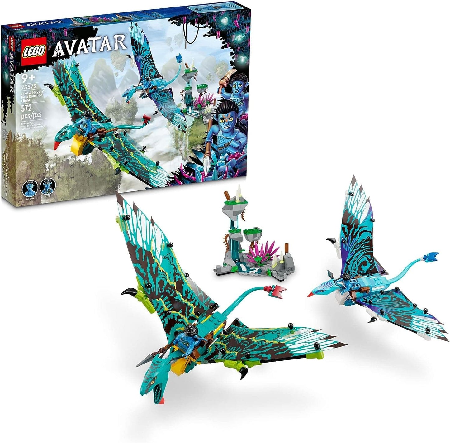 LEGO Avatar Jake & Neytiri First Banshee Flight Pandora Movie Inspired Set with 2 Banshee Figures, 2 Minifigures, Glow in The Dark Elements - best price from Maltashopper.com 75572