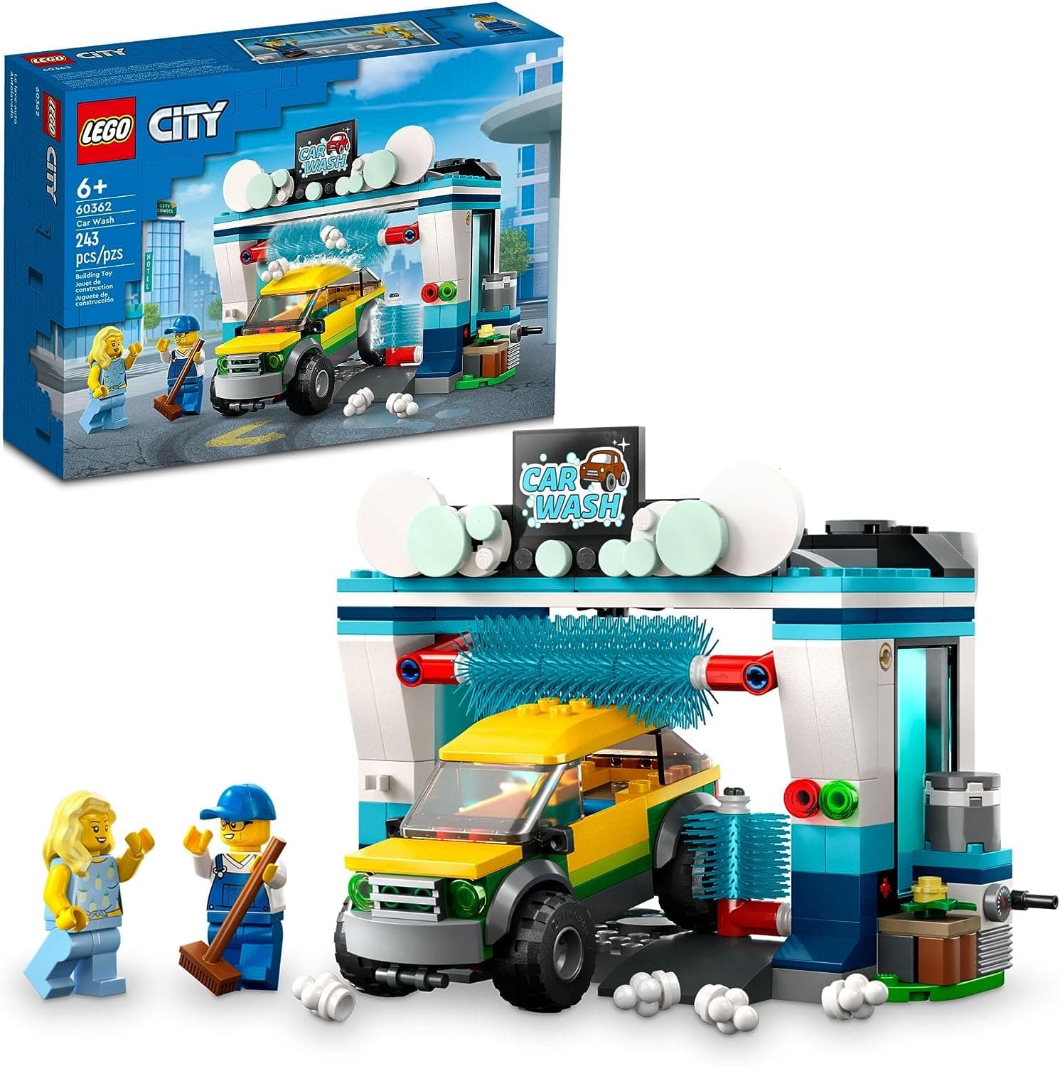 LEGO City Car Wash with Spinnable Washer Brushes and Includes an Automobile and 2 Minifigures - best price from Maltashopper.com 60362