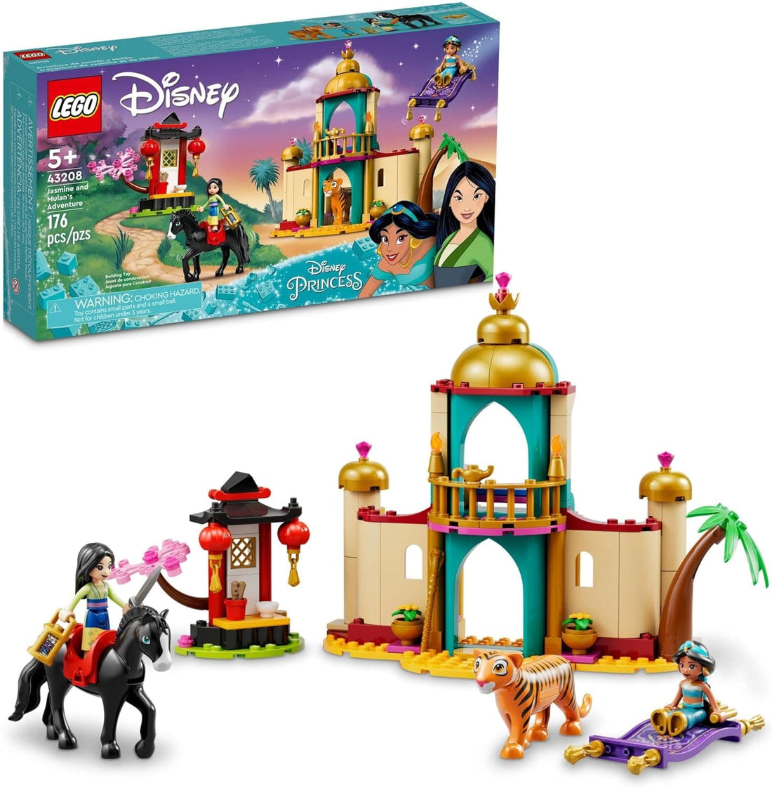LEGO Disney Princess Jasmine and Mulan Adventure Palace Set with Horse and Tiger Figures - best price from Maltashopper.com 43208