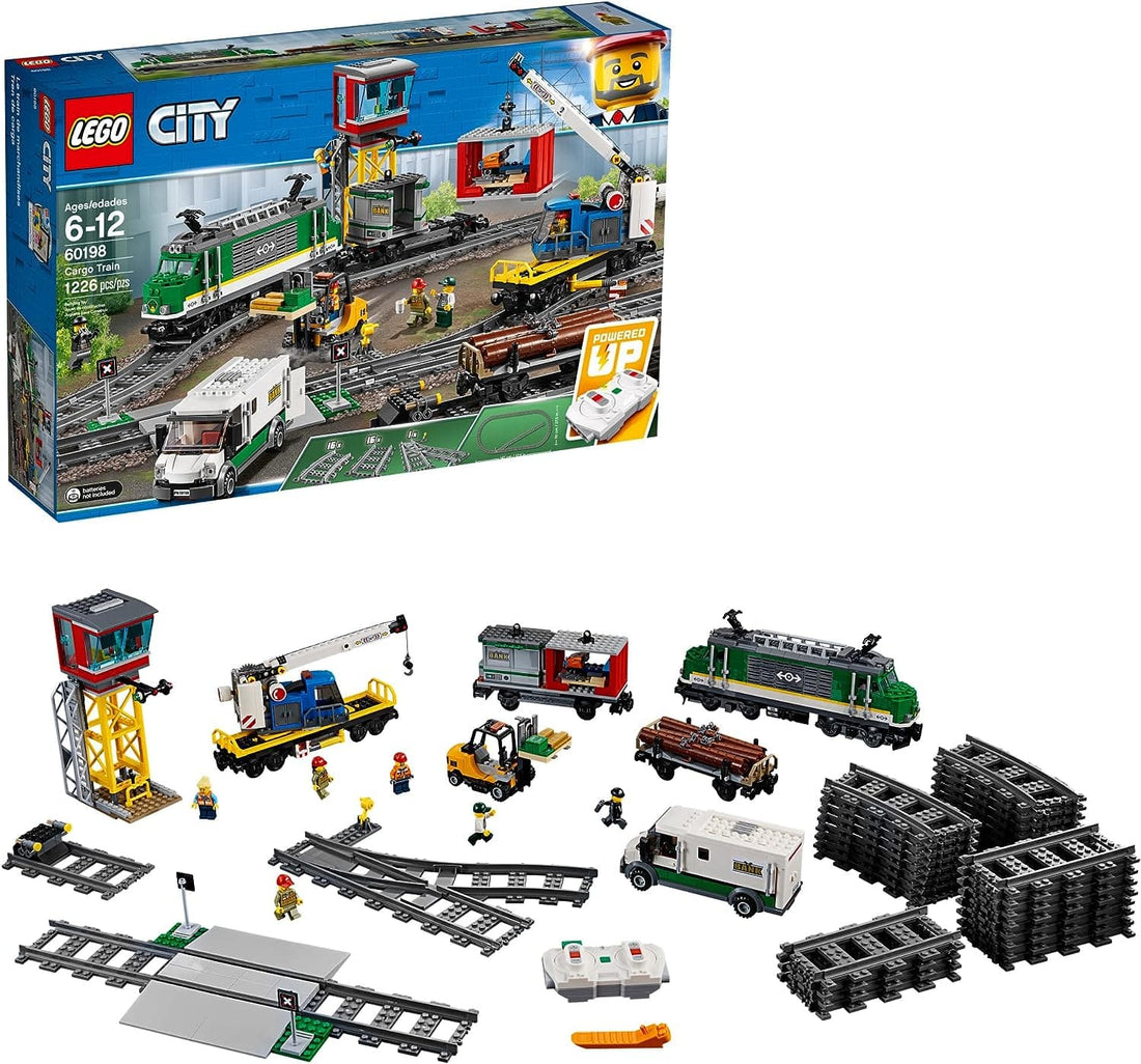 LEGO City Cargo Train Remote Control Train Building Set with Tracks - best price from Maltashopper.com 60198