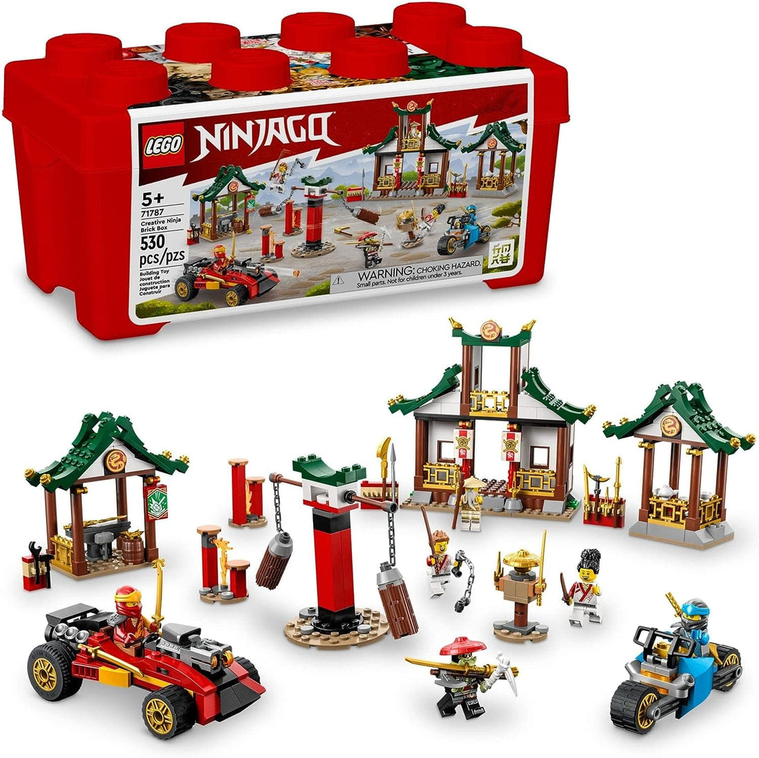 Lego NINJAGO Creative Ninja Brick Box, Toy Storage, Bricks to Build Dojo, Ninja Car, Motorbike, 6 Minifigures & More - best price from Maltashopper.com 71787