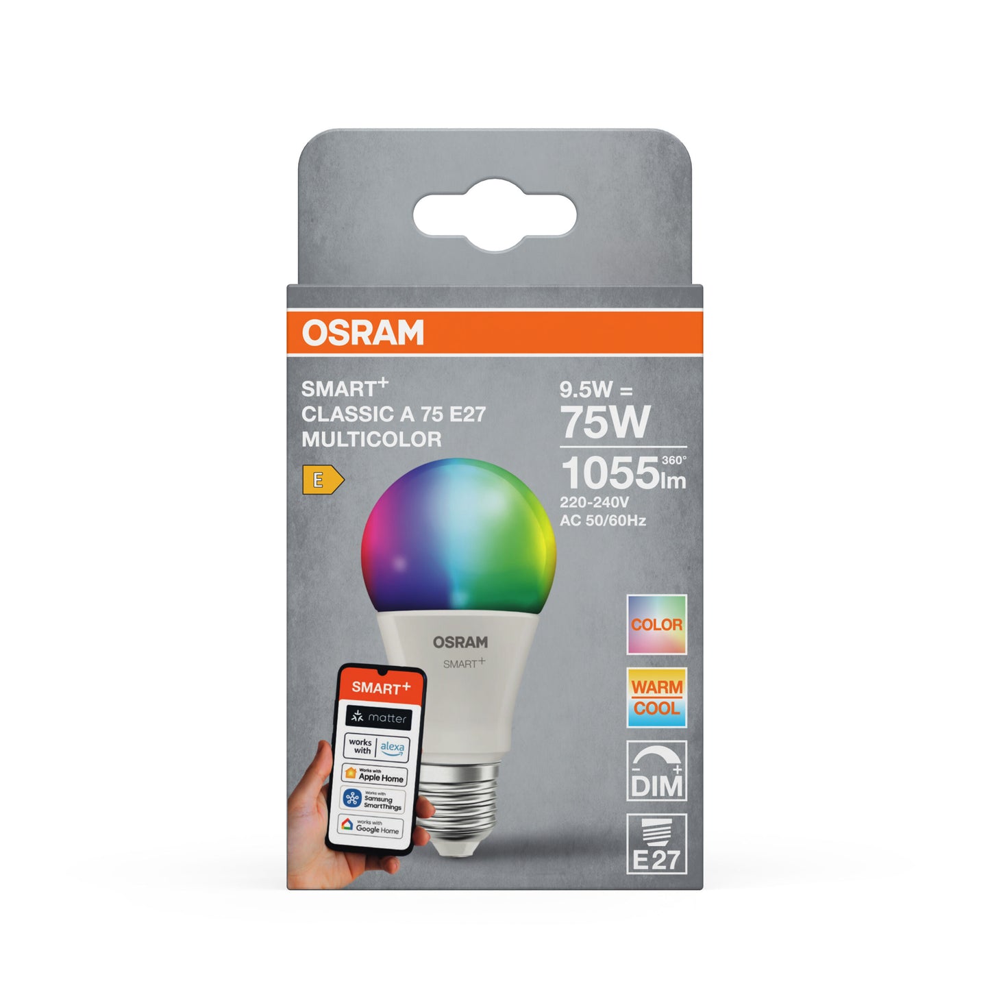 LED smart bulb e27=75w frosted drop rgbw