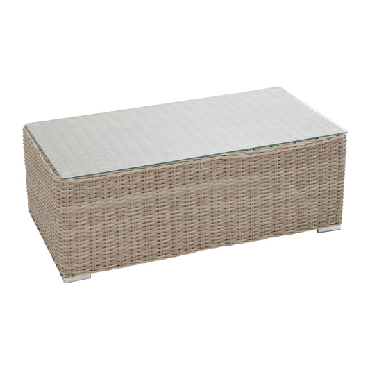 COSTA RICA COFFEE TABLE NATERIAL60X112 SYNTHETIC WICKER ALUMINUM AND GLASS