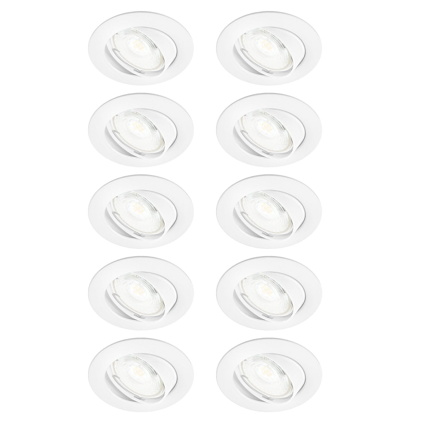 10 RECESSED SPOTLIGHTS CLANE ALUMINIUM WHITE D7.5 LED GU10 = 6W ADJUSTABLE NATURAL LIGHT