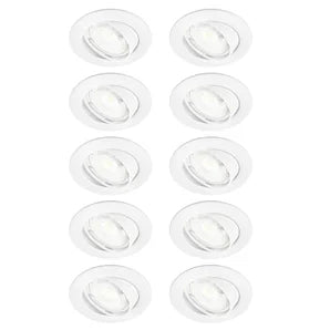 10 RECESSED SPOTLIGHTS CLANE ALUMINIUM WHITE D7.5 LED GU10 = 6W ADJUSTABLE NATURAL LIGHT
