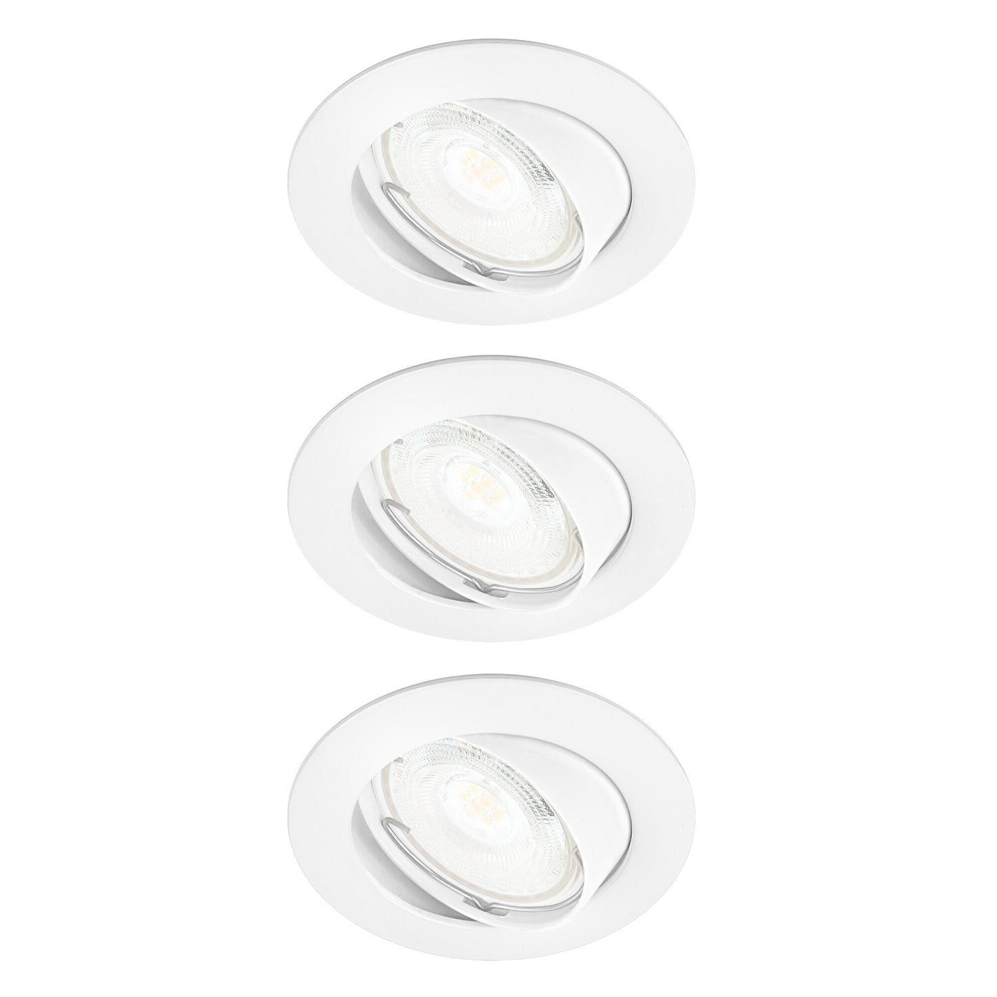 3 RECESSED SPOTLIGHTS CLANE ALUMINIUM WHITE D7.5 CM LED GU10=6W NATURAL LIGHT ADJUSTABLE