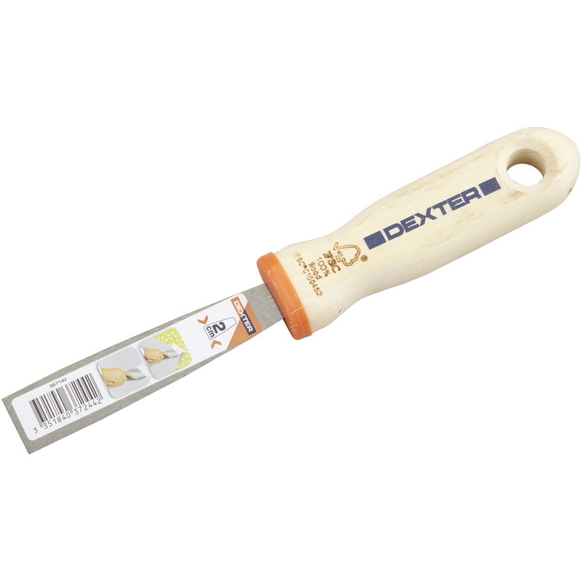 DEXTER SMOOTH SPATULA 20 MM FOR PLASTERING STEEL BLADE WOODEN HANDLE