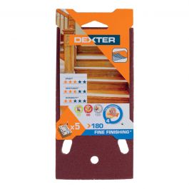 DEXTER ORBITAL WOOD SANDER ABRASIVE 93X185 MM PERFORATED, GRIT 180,5 PIECES