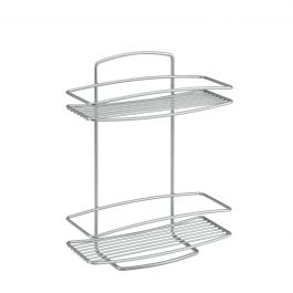 SHOWER ACCESSORY 2 SHELVES WAVE SCREWS GLUE W 26 D 11 35 CM SILVER METAL PLASTIC-COATED