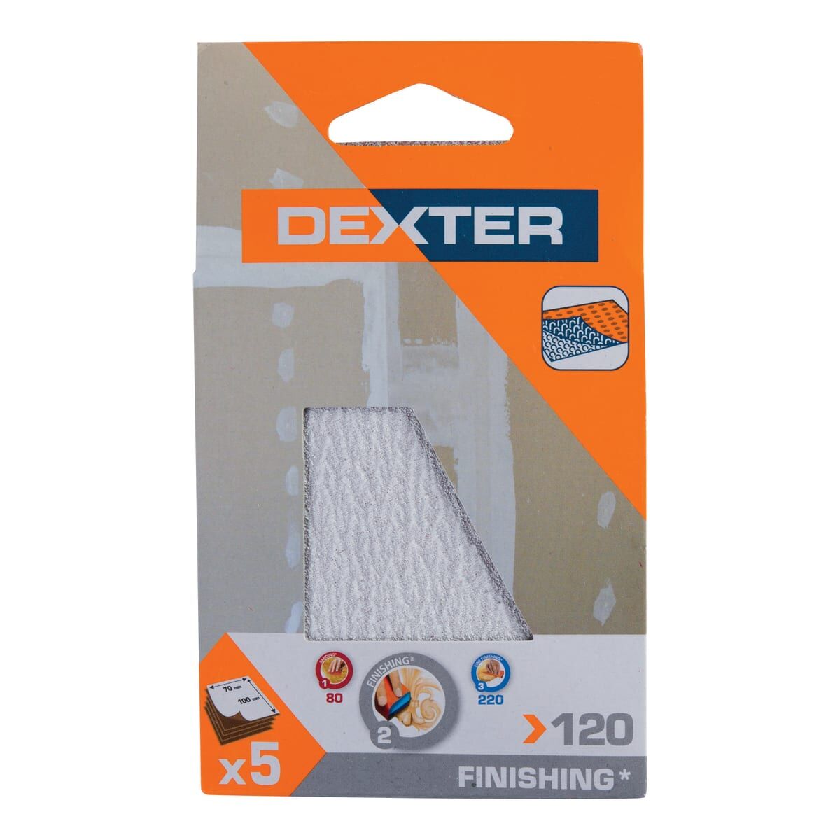 DEXTER WALL SANDING SHEET 100X70MM GRIT 120