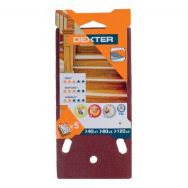 ABRASIVE FOR DEXTER ORBITAL WOOD SANDER 93X185 MM PERFORATED, GRIT 40,80,120 5 PIECES