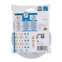 DEXTER RANDOM ORBITAL SANDER ABRASIVE,FOR METAL/PLASTIC 150 MM,DRILLED,GRIT 500,5 PIECES