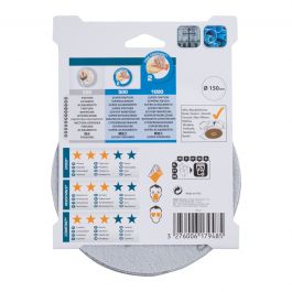 DEXTER RANDOM ORBITAL SANDER ABRASIVE,FOR METAL/PLASTIC 150MM,PERFORATED,GRIT1000,5 PIECES