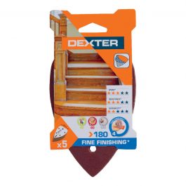 DEXTER MOUSE SANDER ABRASIVE FOR WOOD 140X98MM, DRILLED, GRIT 180, 5 PIECES