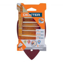 DEXTER MOUSE SANDER ABRASIVE FOR WOOD 140X98MM, DRILLED, GRIT 120, 5 PIECES