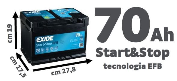 Bricocenter BATTERIA AUTO EXIDE EFB 70 AH START/STOP SPUNTO 760