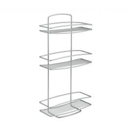 SHOWER ACCESSORY LARGE 3 SHELVES W26 D11 H53 CM SILVER METAL PLASTIC-COATED