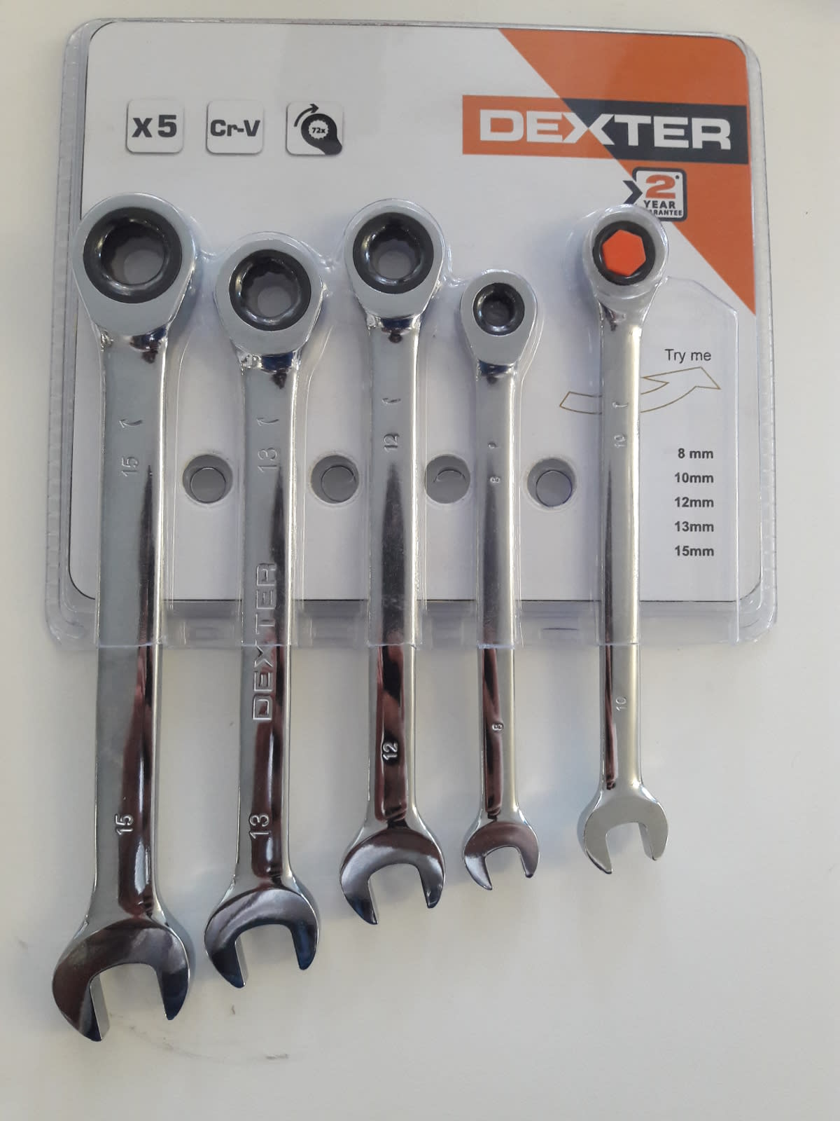 Bricocenter DEXTER COMBINATION SPANNER SET 5 WITH RATCHET