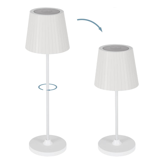 White Cabozo table lamp, h 37cm, IP44