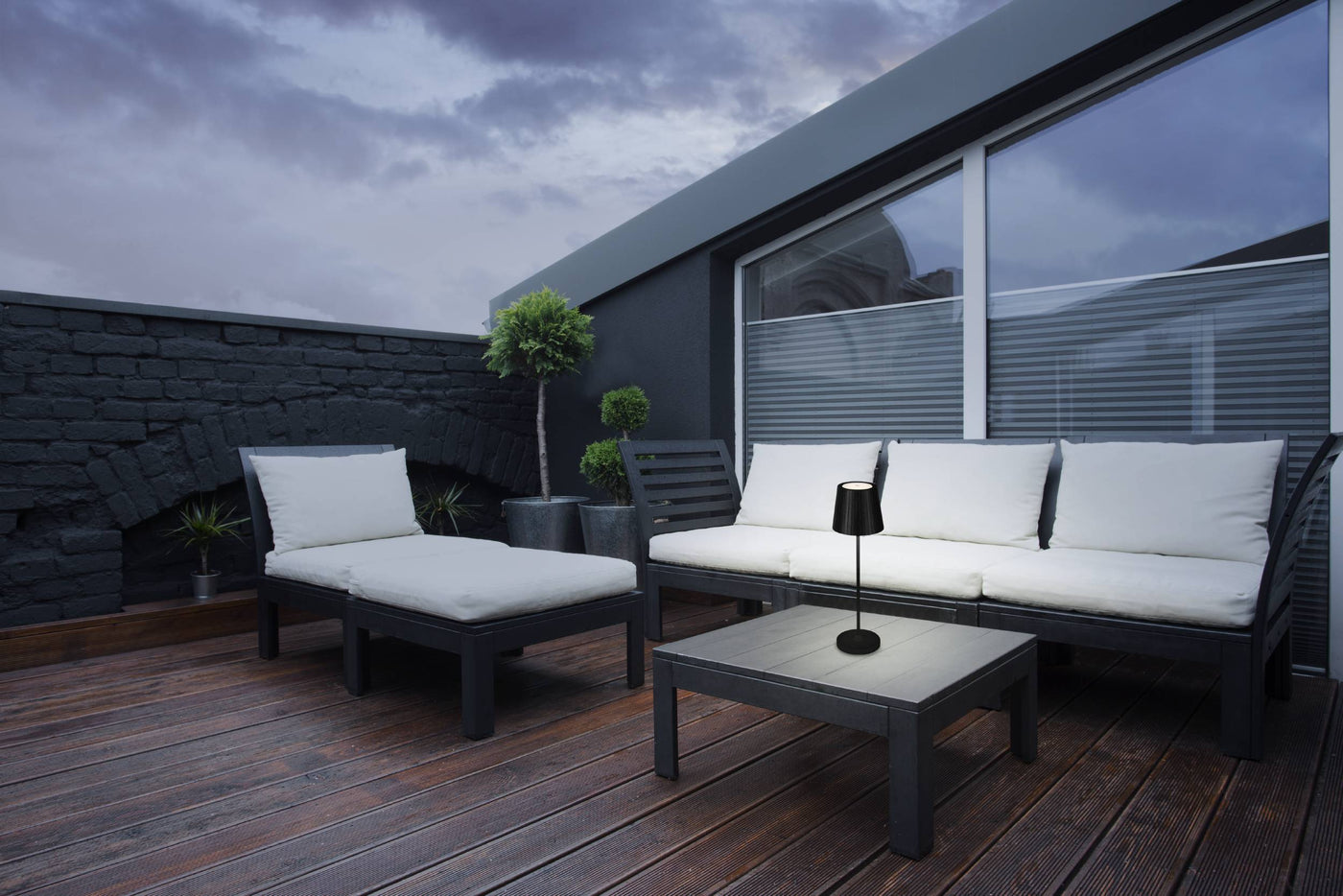 Lampada da tavolo cabozo nero h37 cm ip44