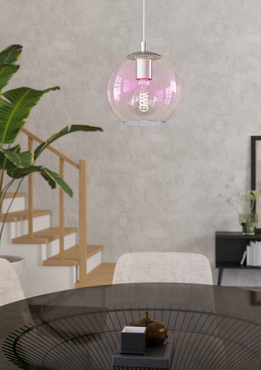 Lampadario ariscani acciaio e vetro e27=60w