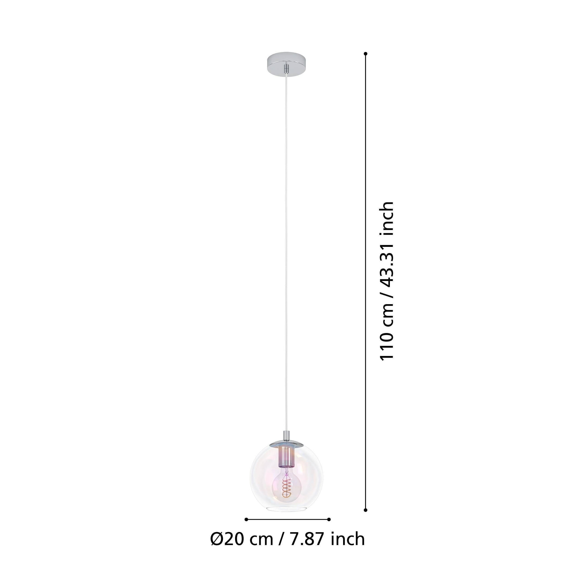 Ariscani steel and glass chandelier, E27 = 60W
