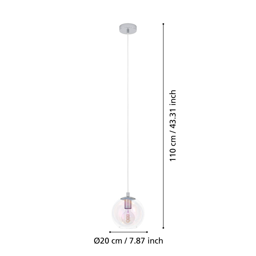 Lampadario ariscani acciaio e vetro e27=60w