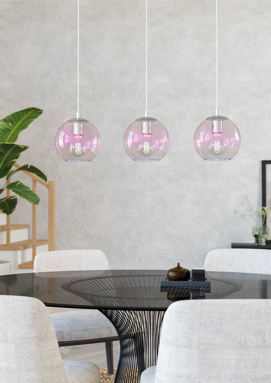 Lampadario ariscani acciaio e vetro3xe27=60w