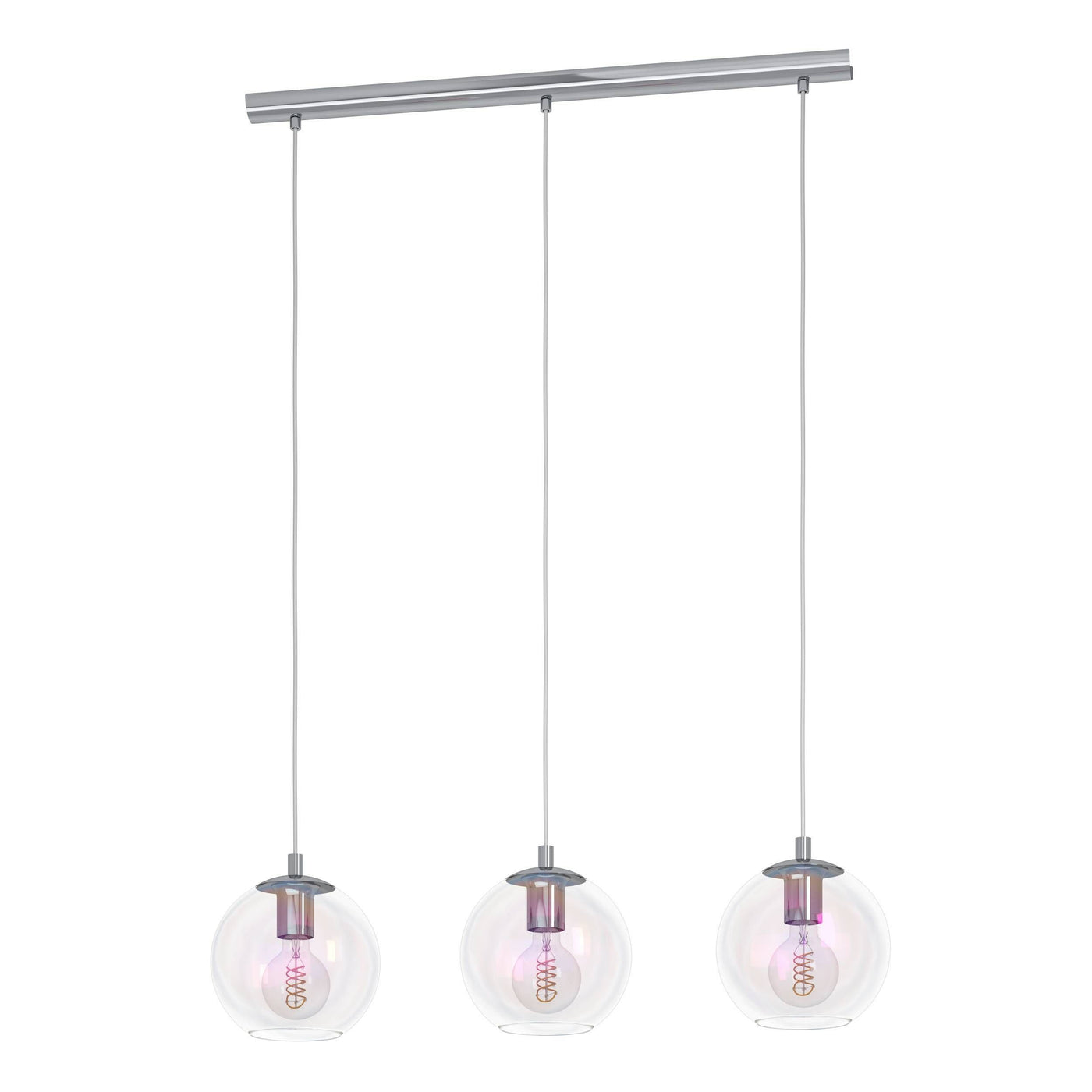 Ariscani steel and glass chandelier, 3 x 27 = 60 W