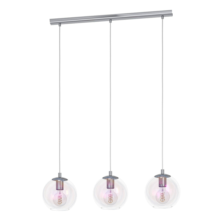 Lampadario ariscani acciaio e vetro3xe27=60w
