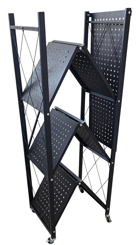 Foldable metal shelving unit with 4 shelves, 71x34x126cm