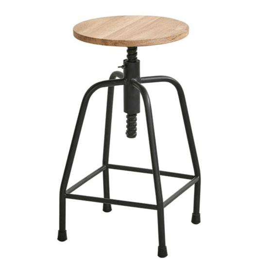 Casa NEW BEDFORD Stool black, natural, H 48 cm - Ø 28 cm