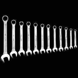 DEXTER COMBINATION SPANNER SET 12 ASSORTED SIZES CHROME VANADIUM