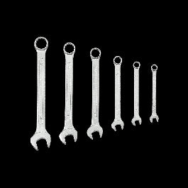 SET 6 COMBINATION SPANNERS ASSORTED SIZES, FORGED STEEL