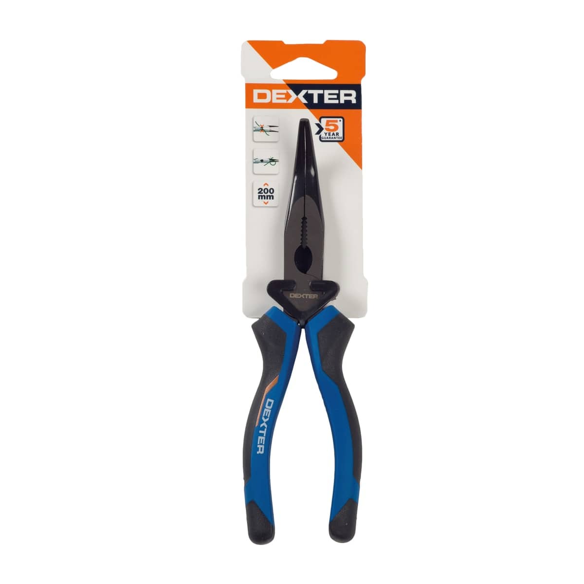 DEXTER CURVED NOSE PLIERS 200MM CHROME VANADIUM