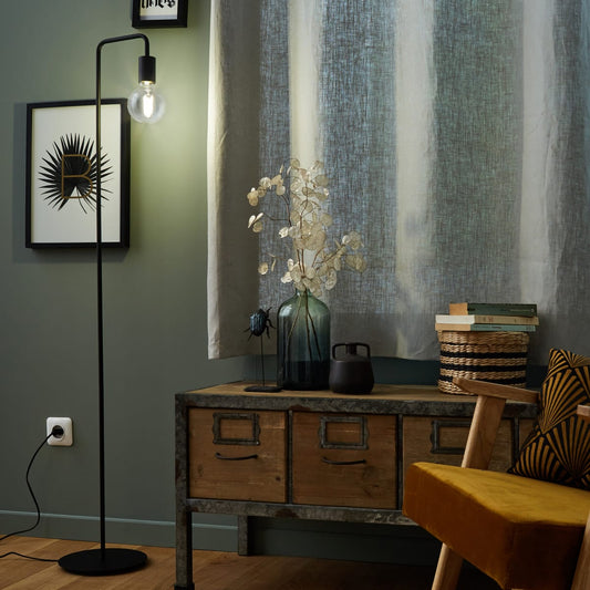 LINA FLOOR LAMP METAL BLACK H138CM E27=60W
