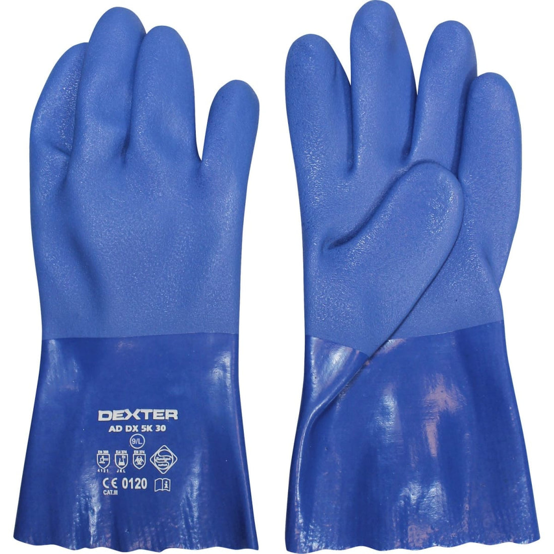 DEXTER LATEX GLOVES WITH PVC COATING, SIZE 11, XXL