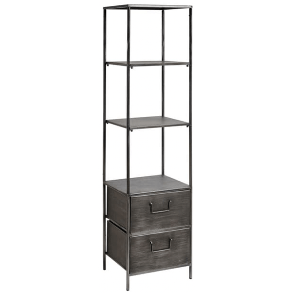 PHARMA Wall shelf with 2 drawers black, H 151 x W 40 x D 33,5 cm