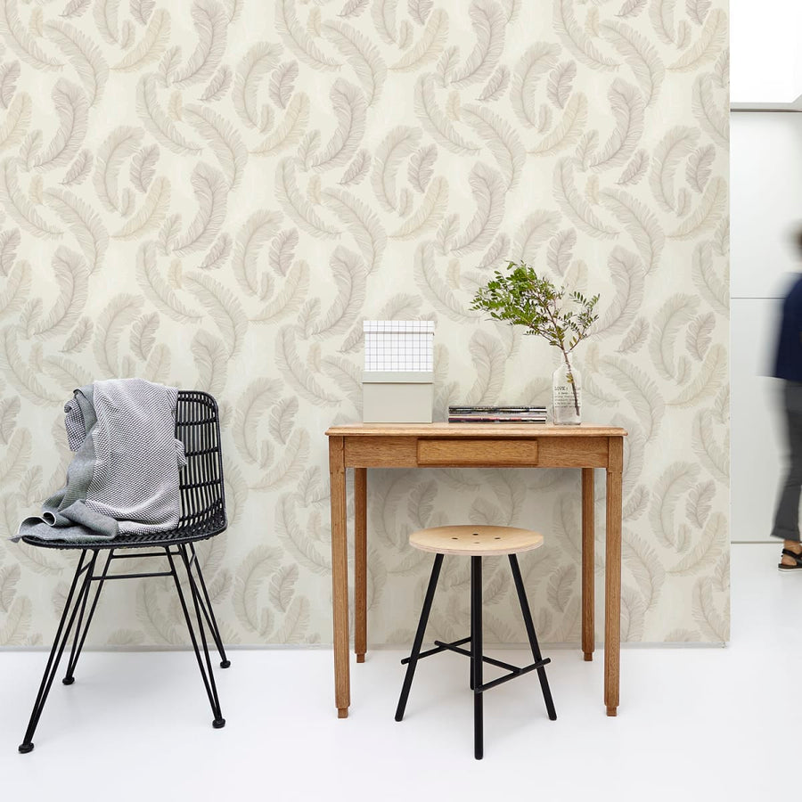 Bricocenter FEATHER WALLPAPER DOVE GREY GLITTER 53CMX10.5M