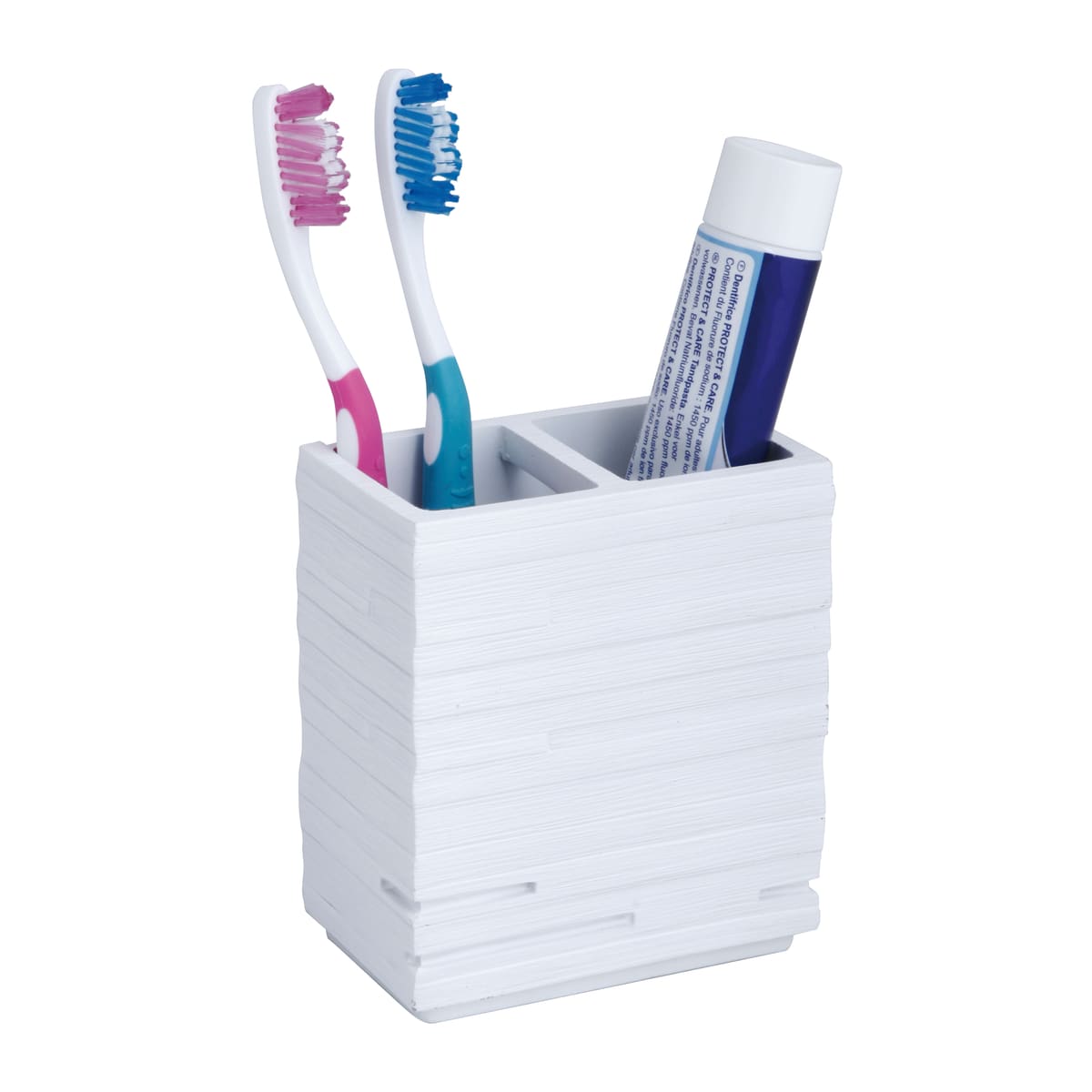 Bricocenter COUNTERTOP TOOTHBRUSH HOLDER QUADROTTO WHITE RESIN