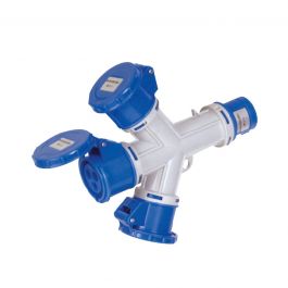 Industrial multiple adapter plug 2P+E 16A 200-250V 6h IP67 3 sockets 2P+E 16A 200-250V