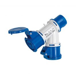 Industrial adapter plug 2P+E 16A 200-250V 6h 2 sockets 2P+E 16A 200-250V 6h IP44