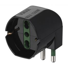 SPACE-SAVING ADAPTER PLUG 16A UNIVERSAL SOCKET 90 DEGREES BLACK
