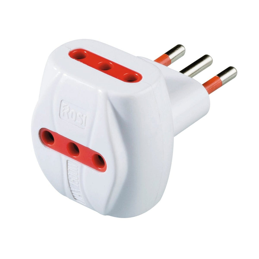 Bricocenter ADAPTER PLUG 10A 3 SOCKETS 10/16A WITH SELF-RESETTING LIMITER WHITE