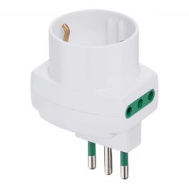 SPACE-SAVING VERTICAL ADAPTER PLUG 10A 2 SOCKETS 10A 1 UNIVERSAL WHITE